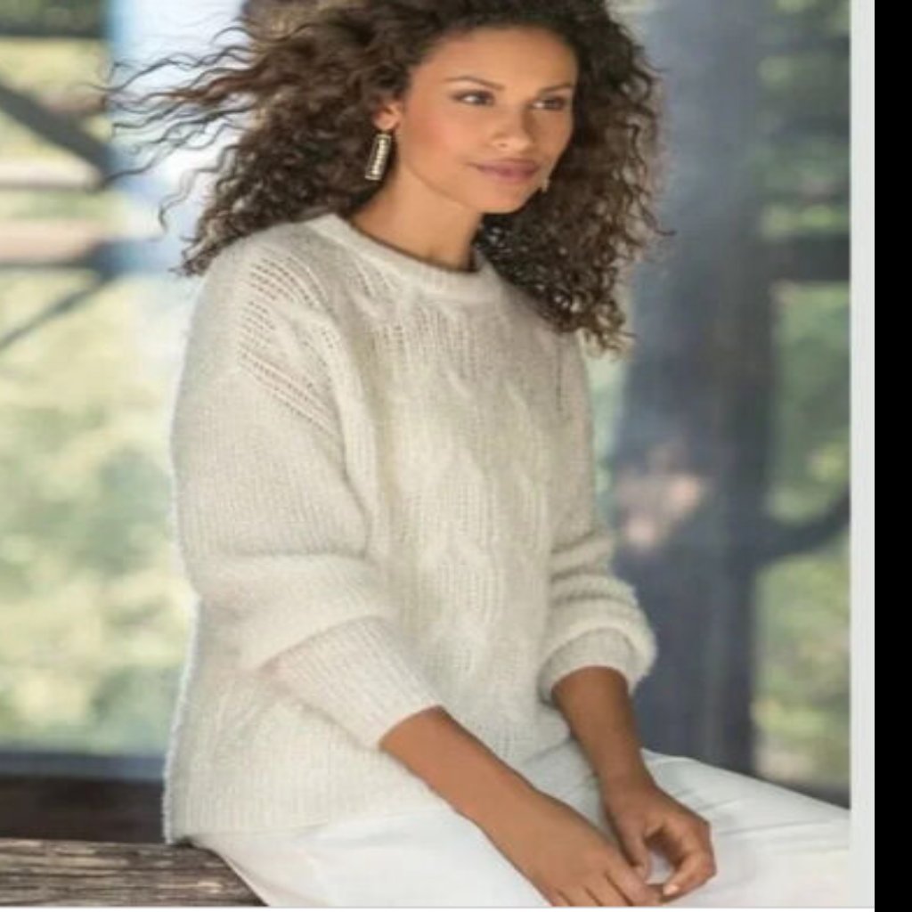 Soft Surroundings Noemi White Knit-Sparkly-Metallic Pullover Sweater